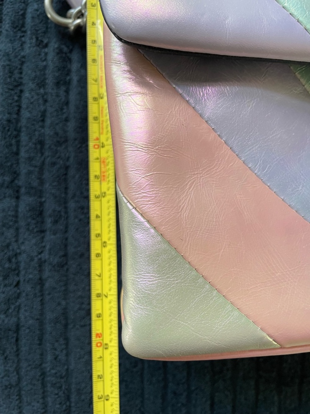 Kurt Geiger London Kensington Iridescent Pastel Stripe Leather Shoulder Bag - Picture 15 of 15